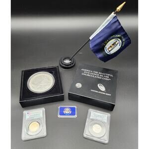 KY Heritage Silver Set 5oz Cumberland Gap 1oz Flag Bar Silver Quarter $Bluegrass